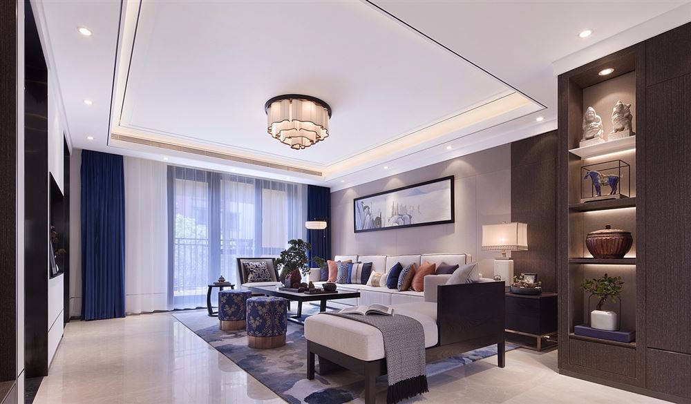 佛山市恒大山湖郡新中式风格四居室装修案例