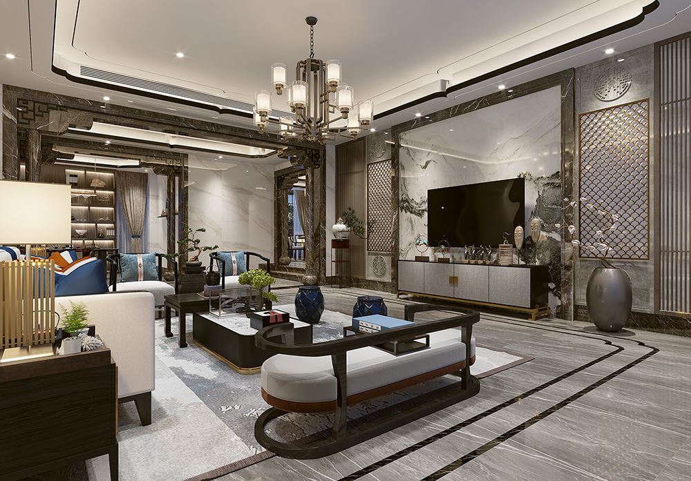 佛山市海伦堡·美的·玖悦府新中式风格别墅装修案例