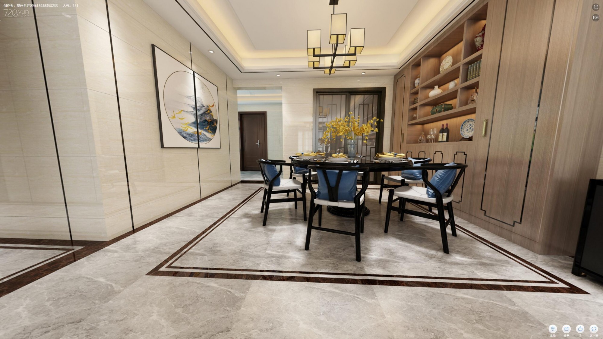 佛山市新希望悦珑湾新中式风格三居室装修案例